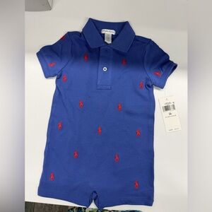 Polo Ralph Lauren 9M Baby Boys' Short-Sleeve Polo Pony Shortall - NWT